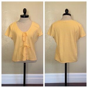 Madewell Gingham Bow-Front Tee Corn Husk Size Medium